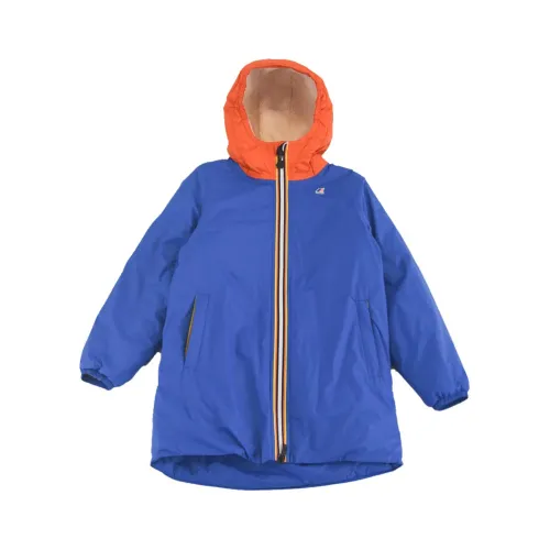 K-Way , Waterproof Nylon Long Puffer Jacket ,Blue male, Sizes: