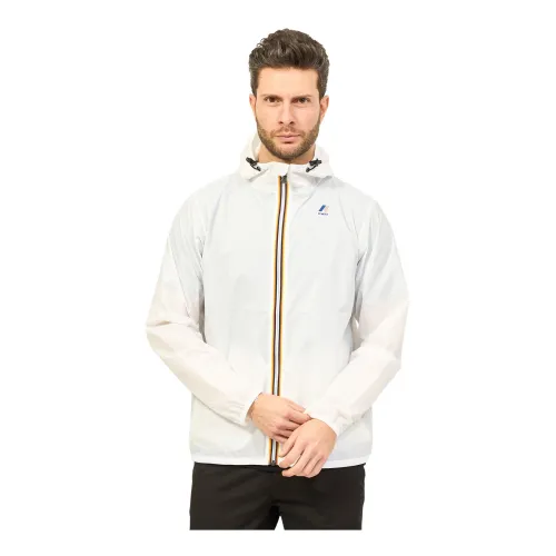 K-Way , White Claude Short Jacket Waterproof Windbreaker ,White male, Sizes: