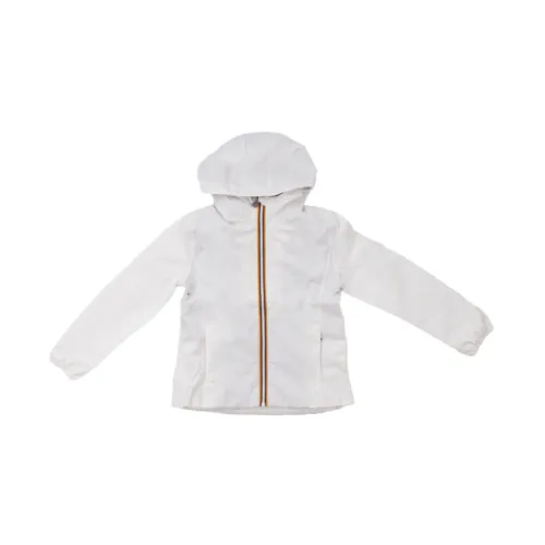 K-Way , White Hooded Coat Junior Logo ,White female, Sizes: