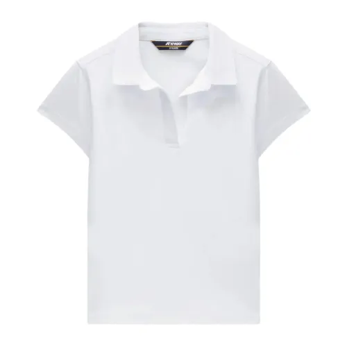 K-Way , White Stretch Cotton Polo for Kids ,White male, Sizes: