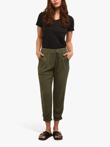 KAFFE Amber Cropped Tailored Trousers, Green - Green - Female