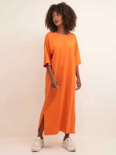 KAFFE Edna Cotton Maxi T-Shirt Dress - Vermillion Orange - Female
