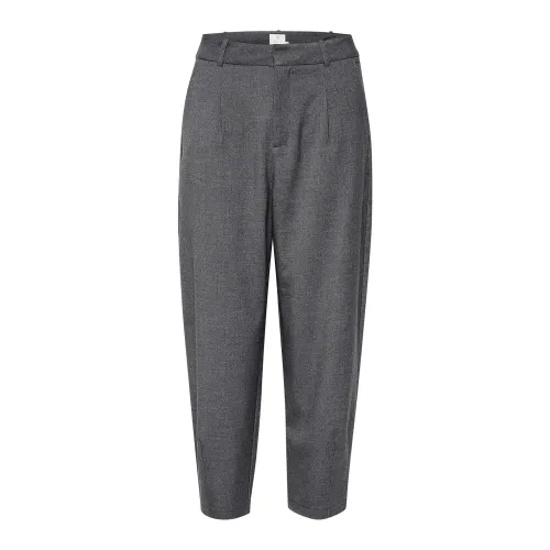 Kaffe , High-Waisted Cropped Pants in Dark Grey Melange ,Gray female, Sizes: