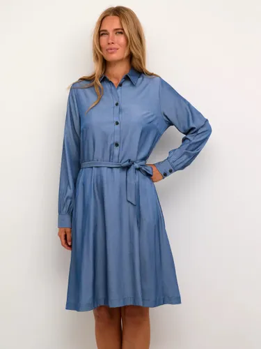 KAFFE Leonora Knee-Length Belted Shirt Dress, Chambray Blue - Chambray Blue - Female