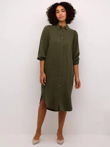 KAFFE Liny Linen Blend Shirt Dress - Forest Night - Female