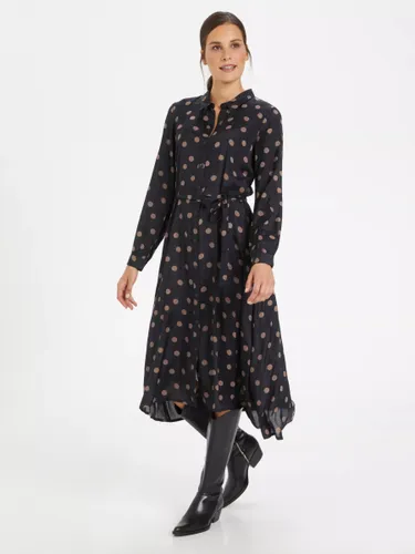 KAFFE Oline Polka Dot Midi Shirt Dress - Black/Beige - Female