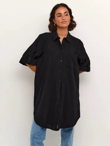 KAFFE Pauline Crinkle Cotton Shirt Dress - Black - Female