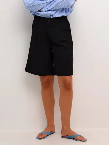 KAFFE Signa Wide Leg Mid Rise Waist Shorts, Black Deep - Black Deep - Female