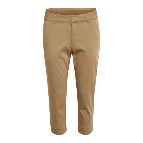 Kaffe , Smart Capri Pants with Side Pockets ,Brown female, Sizes: