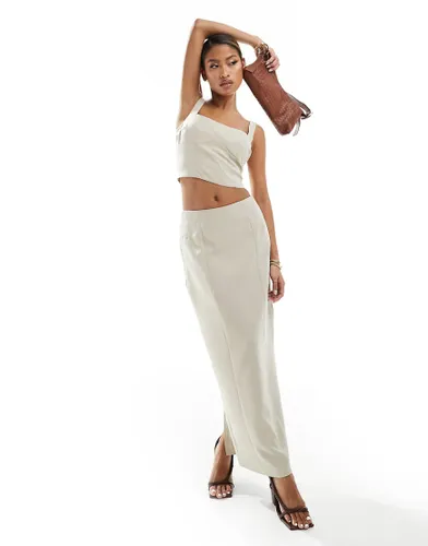 Kaiia tailored maxi skirt co-ord in beige-Multi