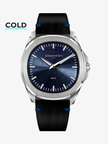 KAMAWATCH Royal Blue Dial Leather Suede Strap Watch KWPM36