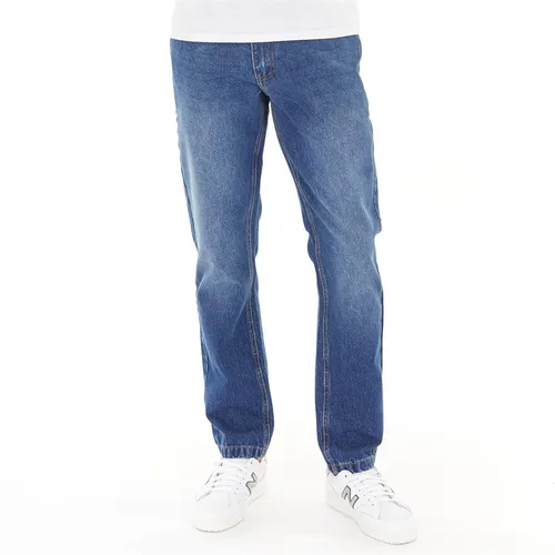 Kangaroo Poo Mens Straight Fit Denim Jeans Mid Wash