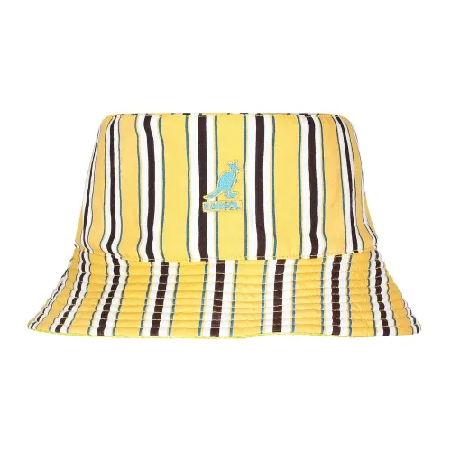 Kangol , Reversible Striped Bucket Hat ,Yellow unisex, Sizes: