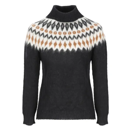 Kangra , Black Cashmere Alpaca Wool Sweater ,Black female, Sizes: