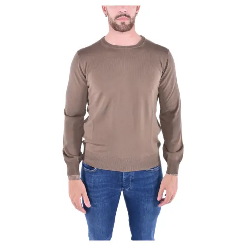 Kangra , Crew Neck Sweater ,Brown male, Sizes: