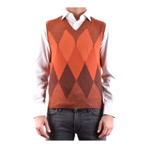 Kangra , Men& 91K60070800010 Cashmere Vest ,Orange male, Sizes: