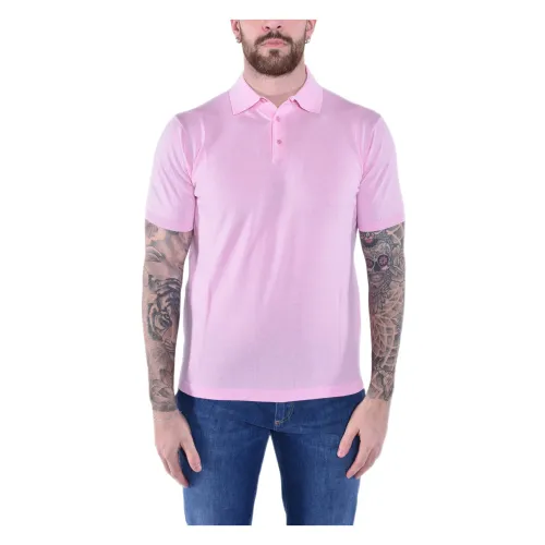 Kangra , Soft Cotton Polo Shirt Ss24 ,Pink male, Sizes: