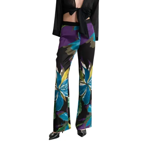 Kaos , High Waist Flare Fit Printed Pants ,Multicolor female, Sizes: