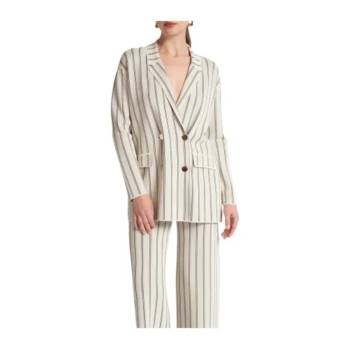 Kaos , Striped Knit Jacket ,Beige female, Sizes: