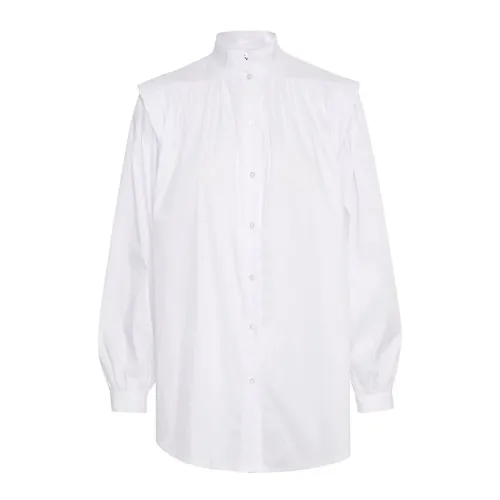Karen by Simonsen , Feminine Puffed Sleeve Shirt with Ruffle Detail ,White female, Sizes: