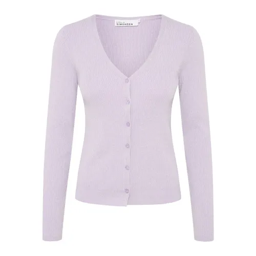 Karen by Simonsen , Pastel Lilac Cardigan Slim-Fit Sweater ,Purple female, Sizes: