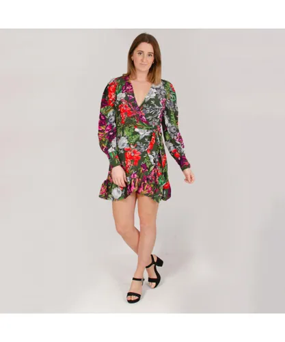 Karen Millen Womens Garden Floral Wrap Dress - Multicolour Viscose