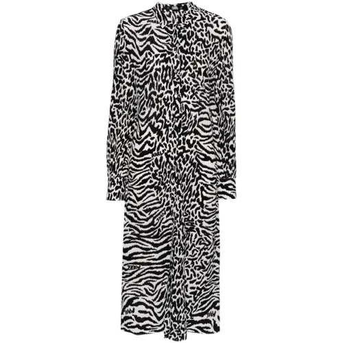 Karl Lagerfeld , Animal Print Shirt Dress ,Black female, Sizes: