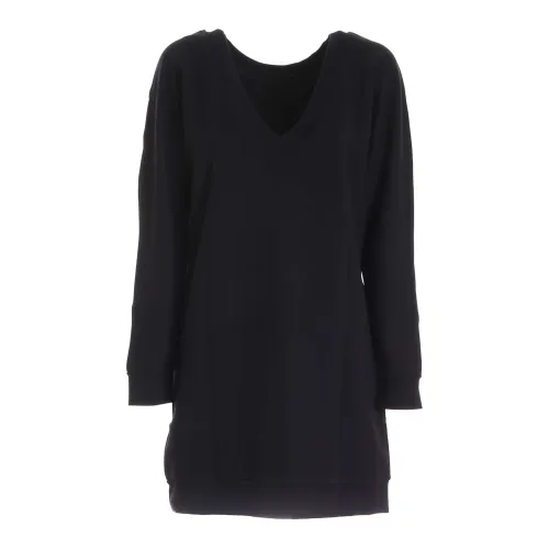 Karl Lagerfeld , Back V-Neck Logo Sweat Dress ,Black female, Sizes: