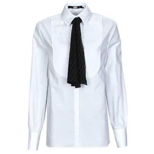 Karl Lagerfeld  BIB SHIRT W/ MONOGRAM NECKTIE  women's Shirt in White