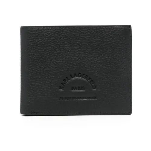Karl Lagerfeld , Black Leather Bi-Fold Wallet with Debossed Logo ,Black male, Sizes: ONE SIZE