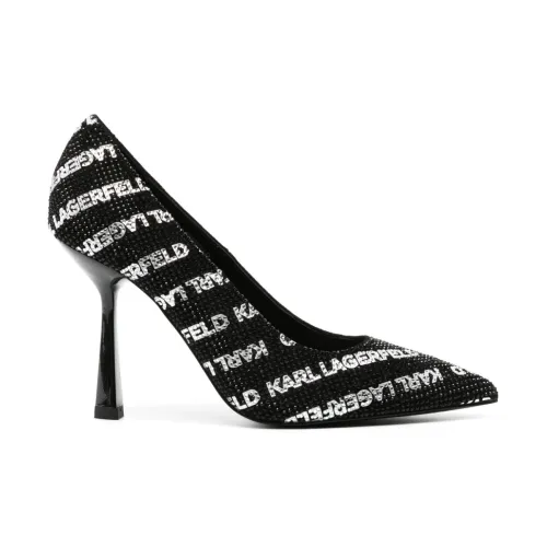 Karl Lagerfeld , Black Strass Monogram Shoe ,Black female, Sizes: