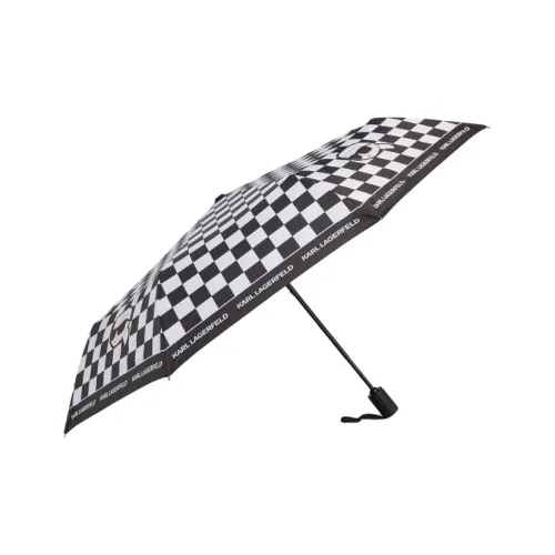 Karl Lagerfeld , Checkered Fantasy Umbrella ,Black female, Sizes: ONE SIZE