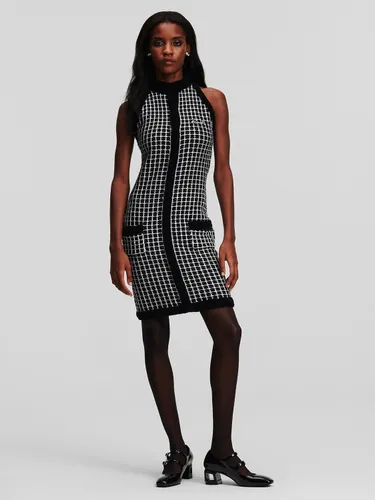 Karl Lagerfeld Cotton Blend Knit Dress, 989 Black/Silver - 989 Black/Silver - Female
