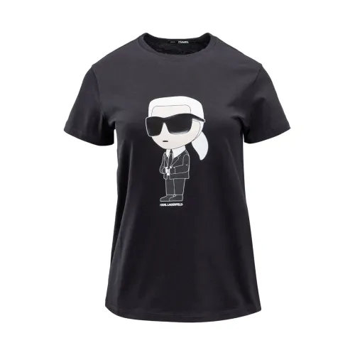 Karl Lagerfeld , Cotton Short Sleeve T-Shirt ,Black female, Sizes: