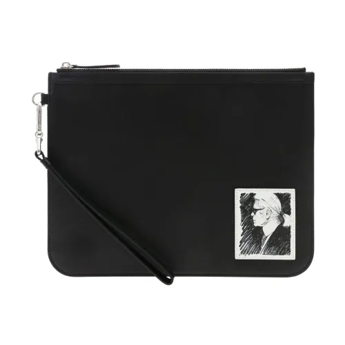 Karl Lagerfeld , Elegant Black Leather Clutch Bag ,Black female, Sizes: ONE SIZE