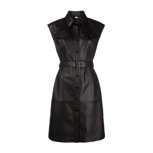 Karl Lagerfeld , Faux Leather Dress ,Black female, Sizes: