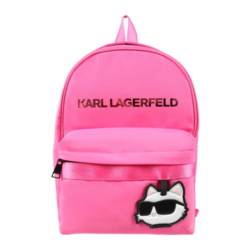 Karl Lagerfeld , Fuchsia Fabric Backpack with Choupette Logo ,Pink unisex, Sizes: ONE SIZE