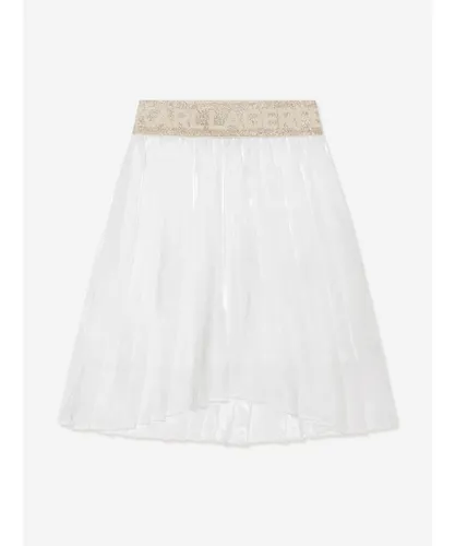 Karl Lagerfeld Girls Pleated Midi Skirt in Ivory
