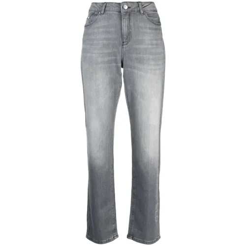 Karl Lagerfeld , Grey Rhinestone Logo Jeans ,Gray female, Sizes: