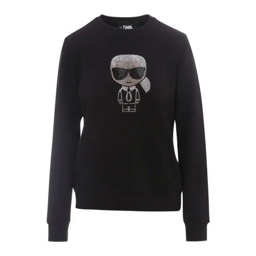Karl Lagerfeld , Ikonik Rhinestone Karl Sweater ,Black female, Sizes: