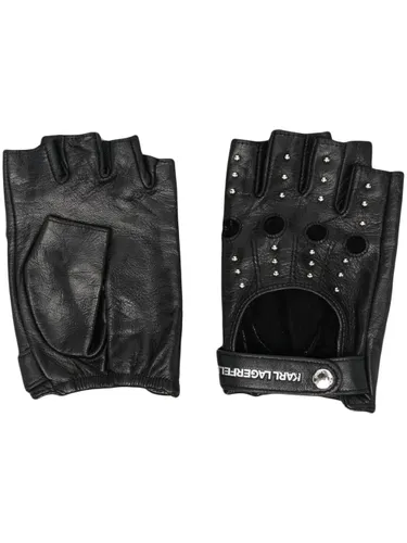 Karl Lagerfeld K/Essential Rocky leather gloves - Black