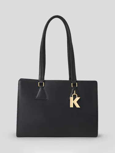 Karl Lagerfeld K/Lock Medium Leather Tote Bag - Black - Female
