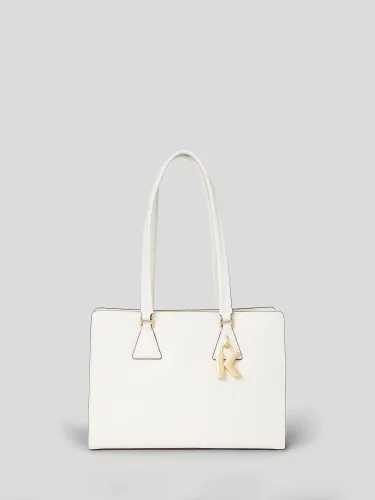 Karl Lagerfeld K/Lock Medium Leather Tote Bag - Off White - Female