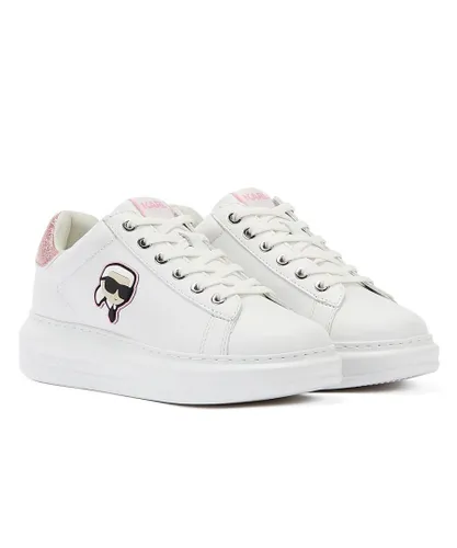 Karl Lagerfeld Kapri NFT LO Lace WoMens White/Pink Trainers Leather