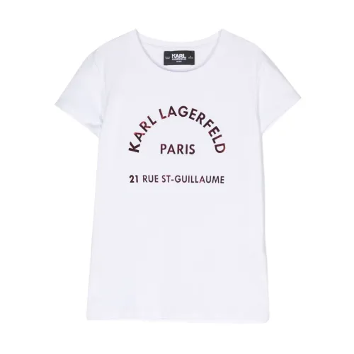 Karl Lagerfeld , Karl Lagerfeld t-shirt bianca in cotone e modale bambina|White cotton and modal girl Karl Lagerfeld t-shirt ,White female, Sizes: 14