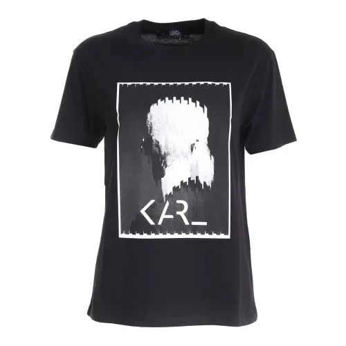 Karl Lagerfeld , Karl Legend Print Tshirt ,Black female, Sizes: