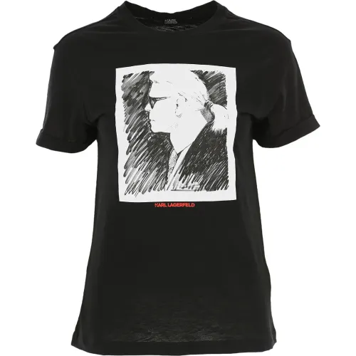 Karl Lagerfeld , Karl Legend Profile Tshirt ,Black female, Sizes: