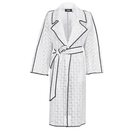 Karl Lagerfeld  KL EMBROIDERED LACE COAT  women's Trench Coat in White