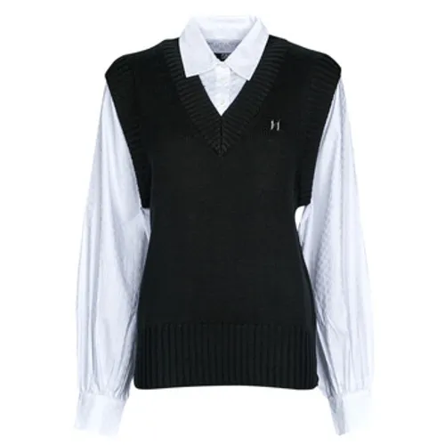 Karl Lagerfeld  KNIT VEST W/ POPLIN SHIRT  women's Sweater in Black