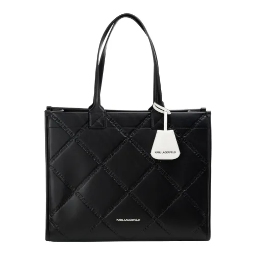 Karl Lagerfeld , Logo Pattern Tote Bag ,Black female, Sizes: ONE SIZE